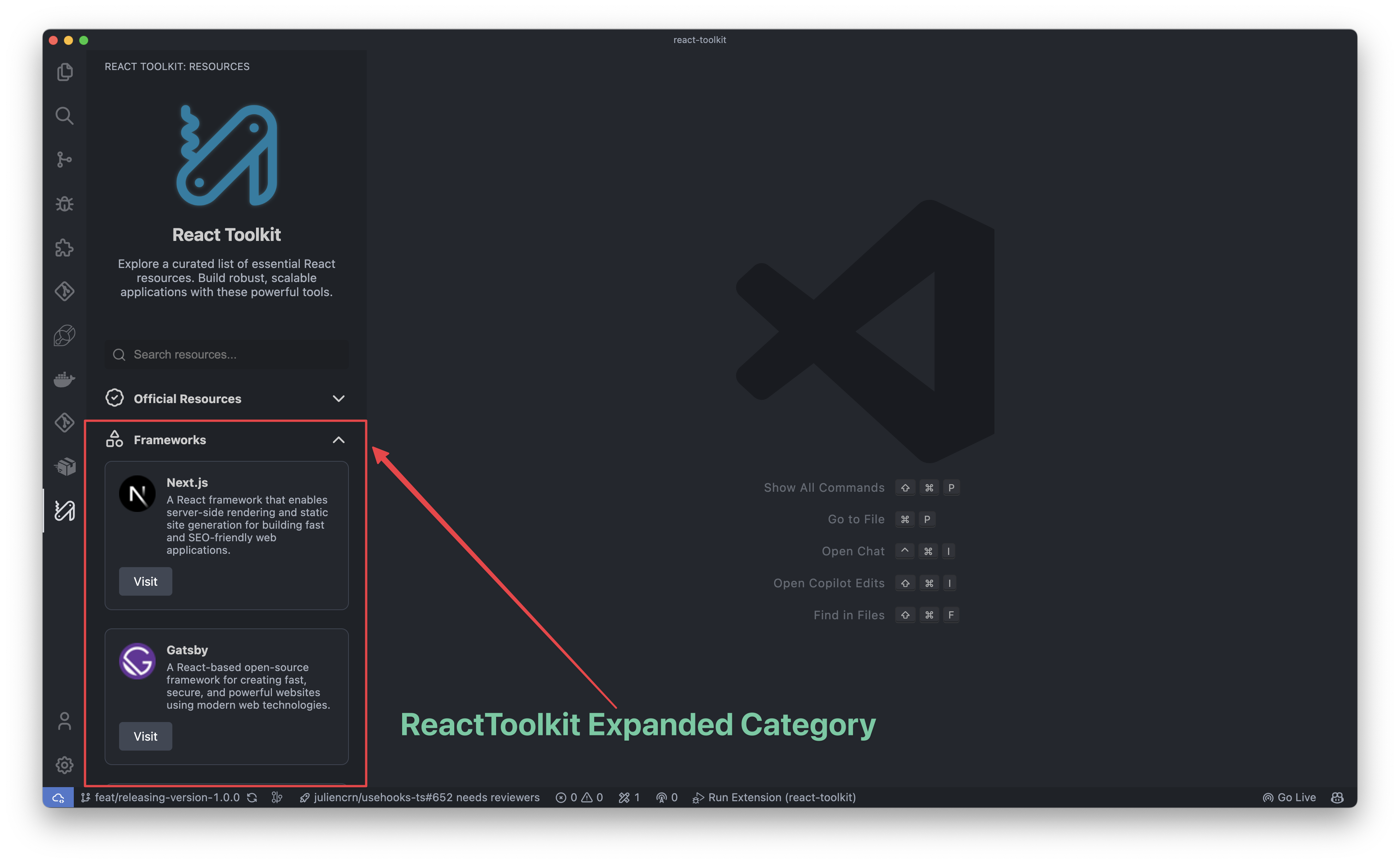 ReactToolkit expanded category